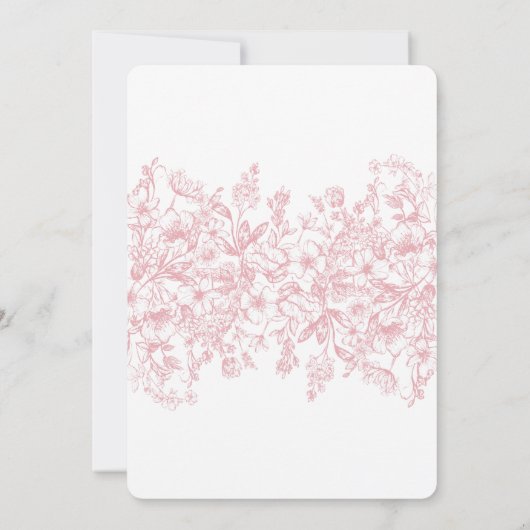 Roze Chinoiserie  Bloemen Save the Date Kaart (Achterkant)