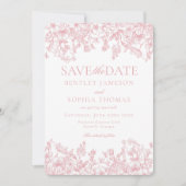 Roze Chinoiserie Bloemen Save the Date Kaart (Voorkant)