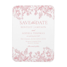 Roze Chinoiserie  Bloemen Save the Date Kaart Magneet