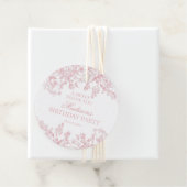 Roze Chinoiserie  Bloemen Verjaardagskring Bedankjes Labels (In situ)