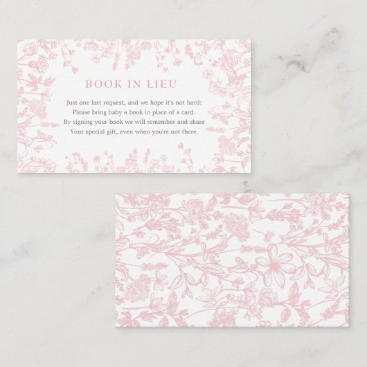 Roze Chinoiserie bloemenboek in Lieu, spel Visitekaartje (Voorkant / Achterkant)