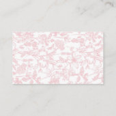 Roze Chinoiserie bloemendiapercadeauspelkaart, spe Visitekaartje (Achterkant)