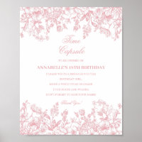 Roze Chinoiserie Bloemige Tijdscapsule Baby Geboor