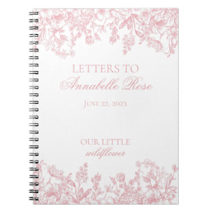 Roze Chinoiserie Bloemrijke Letters voor Verjaarda Notitieboek