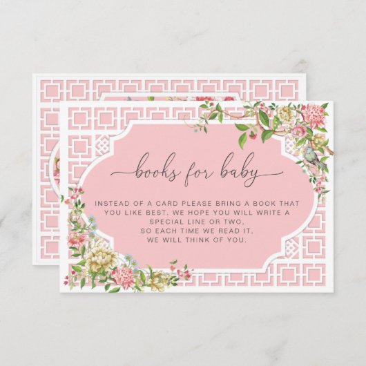 Roze Chinoiserie Books Request Kaart - Trianon (Voorkant / Achterkant)