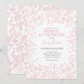 Roze Chinoiserie Bridal luncheon uitnodiging, Kaart (Voorkant / Achterkant)