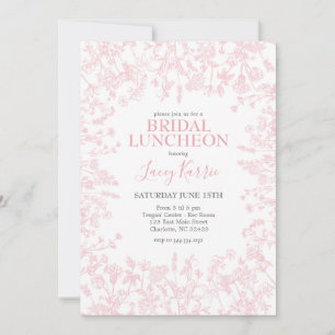 Roze Chinoiserie Bridal luncheon uitnodiging, Kaart