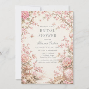 Roze Chinoiserie Bruiloftsfeest Kaart