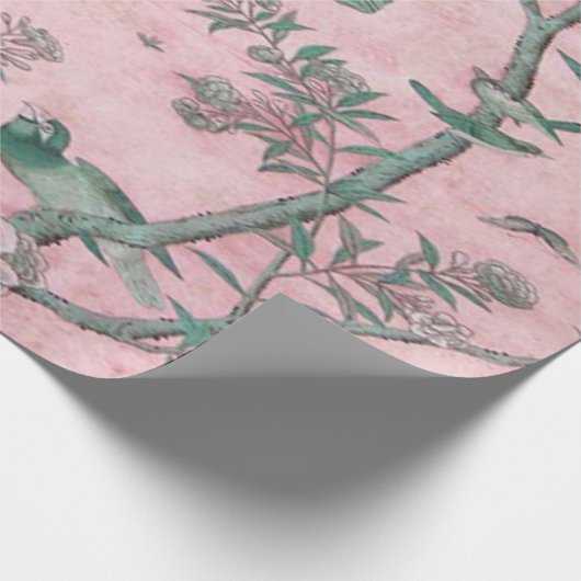Roze Chinoiserie Chinese Decoupage Cadeaupapier (Hoek)