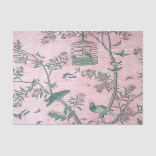 Roze Chinoiserie Chinese Decoupage Tissuepapier (Voorkant)