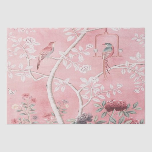 Roze Chinoiserie Chinese Decoupage Tissuepapier (Voorkant)