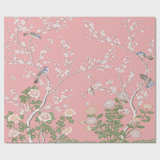 Roze Chinoiserie Decoupage Cadeaupapier (Vlak)