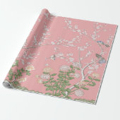 Roze Chinoiserie Decoupage Cadeaupapier (Uitgerold)