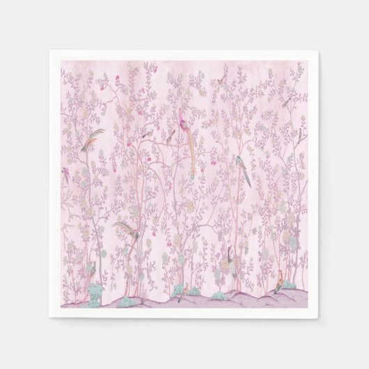 Roze Chinoiserie Decoupage Servet (Voorkant)