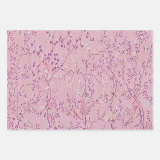 Roze Chinoiserie Decoupage Verpakking Papier Blade Inpakpapier Vel (Voorkant)