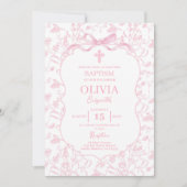 Roze Chinoiserie Doop Meisje Kaart (Voorkant)