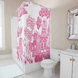 Roze Chinoiserie Douchegordijn