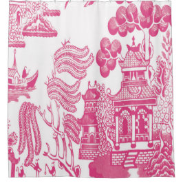 Roze Chinoiserie Douchegordijn
