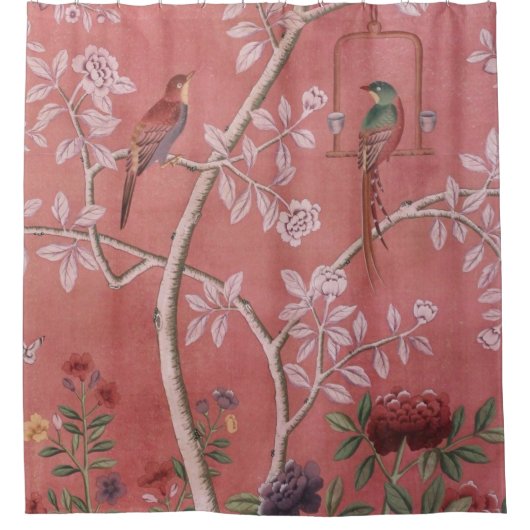 Roze Chinoiserie Douchegordijn (Voorkant)