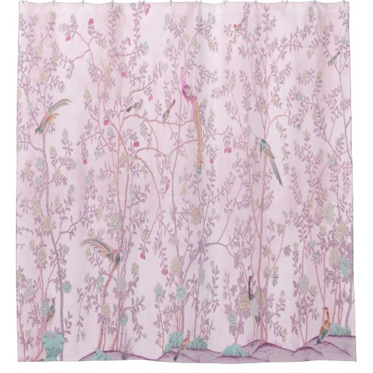 Roze Chinoiserie Douchegordijn (Voorkant)