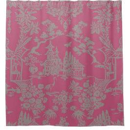 Roze Chinoiserie Douchegordijn