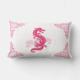 Roze Chinoiserie Dragon en wolken Kussen