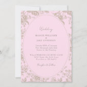 Roze Chinoiserie Elegant Huwelijk Kaart (Voorkant)