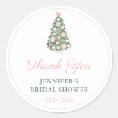 Roze Chinoiserie Feestdagen Tree Vrijgezellenfeest Ronde Sticker (Voorkant)