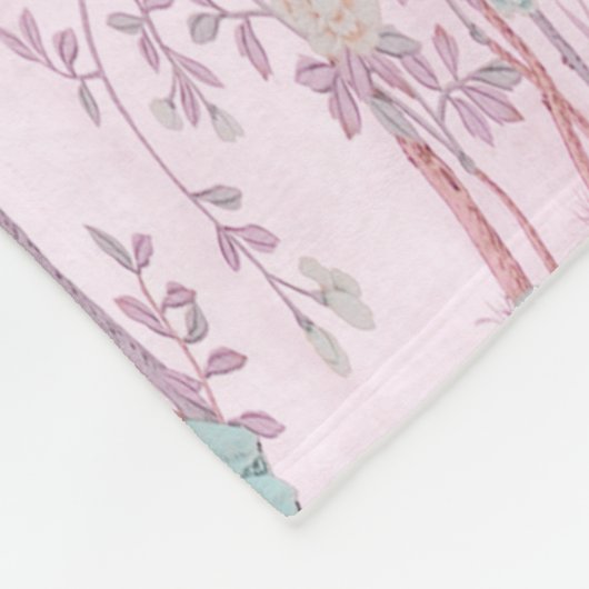 Roze Chinoiserie Fleece Deken (Hoek)