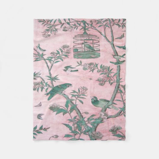 Roze Chinoiserie Fleece Deken (Voorkant)
