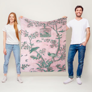 Roze Chinoiserie Fleece Deken