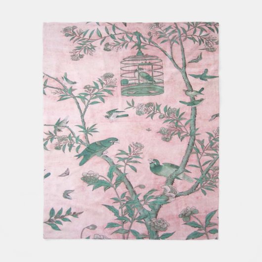 Roze Chinoiserie Fleece Deken (Voorkant)