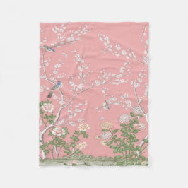 Roze Chinoiserie Fleece Deken