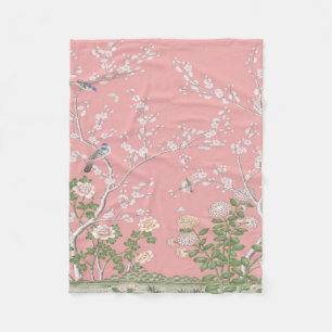 Roze Chinoiserie Fleece Deken