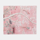 Roze Chinoiserie Fleece Deken (Voorkant (Horizontaal))