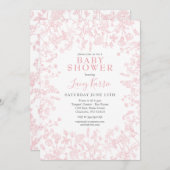 Roze Chinoiserie Floral baby shower Invitation, Kaart (Voorkant / Achterkant)
