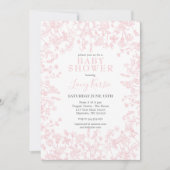 Roze Chinoiserie Floral Baby shower Invitation, Kaart (Voorkant)