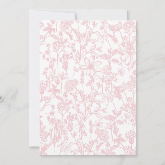 Roze Chinoiserie Floral Baby shower Invitation, Kaart (Achterkant)