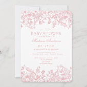 Roze Chinoiserie Floral Baby shower Kaart (Voorkant)