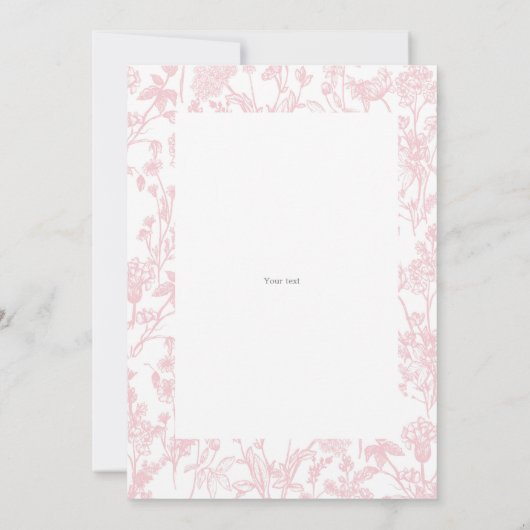 Roze Chinoiserie floral baby shower uitnodiging, Kaart (Achterkant)