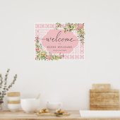 Roze Chinoiserie Floral Baby shower Welkom Poster (Keuken)