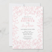 Roze Chinoiserie Floral bruids douche uitnodiging, Kaart (Voorkant)