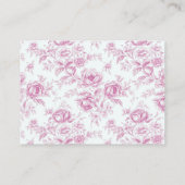 Roze Chinoiserie Floral Frans Toile Luier Raffle Informatiekaartje (Achterkant)