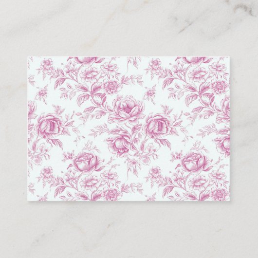 Roze Chinoiserie Floral Frans Toile Luier Raffle Informatiekaartje (Achterkant)