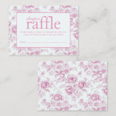 Roze Chinoiserie Floral Frans Toile Luier Raffle Informatiekaartje (Voorkant / Achterkant)