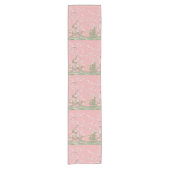 Roze Chinoiserie Floral Modern Dineren Korte Tafelloper (Voorkant)