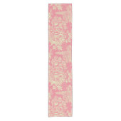 Roze Chinoiserie Floral Modern Dineren Korte Tafelloper (Voorkant)
