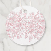 Roze Chinoiserie Floral Vrijgezellenfeest Circle Bedankjes Labels (Achterkant)