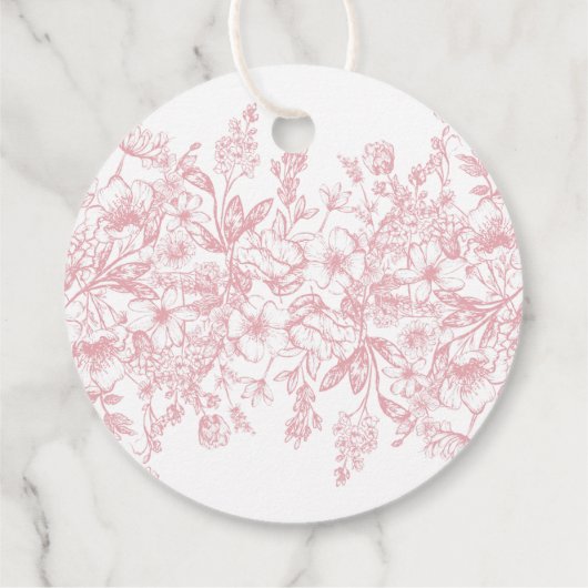 Roze Chinoiserie Floral Vrijgezellenfeest Circle Bedankjes Labels (Achterkant)