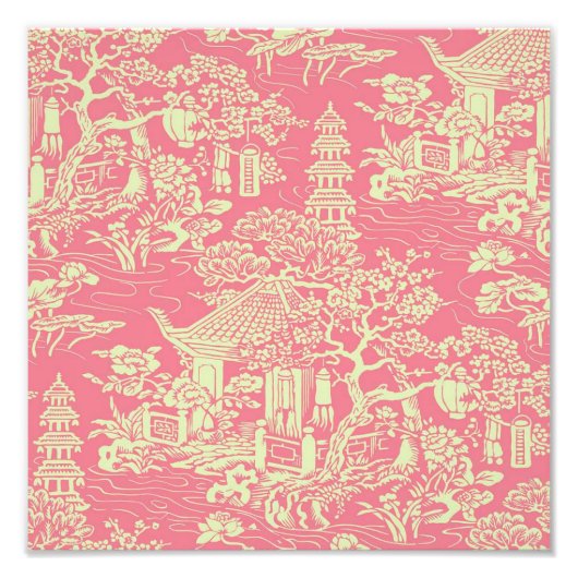 Roze Chinoiserie Foto Afdruk (Voorkant)